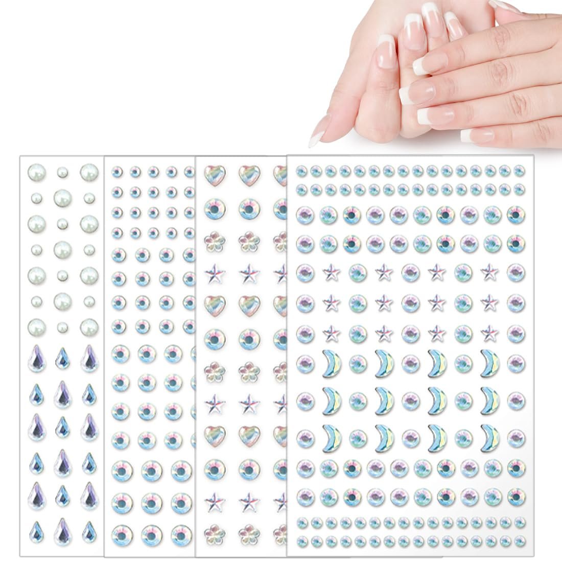 Стрази Самоклеючі наліпки з камінням 4шт Блискітки 1шт, фото №1