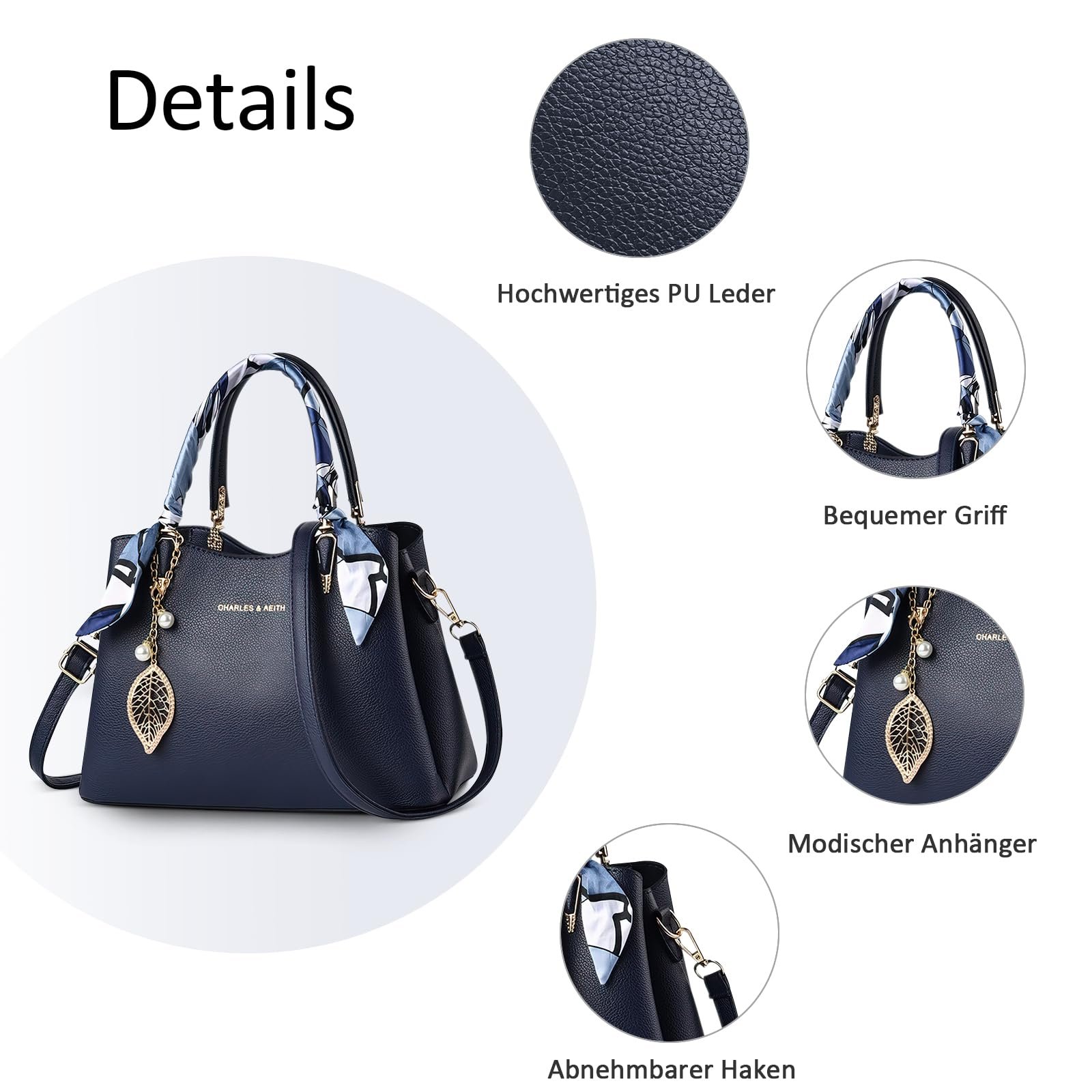 Сумка с верхней ручкой FOLOVEYA, синяя, фото №5