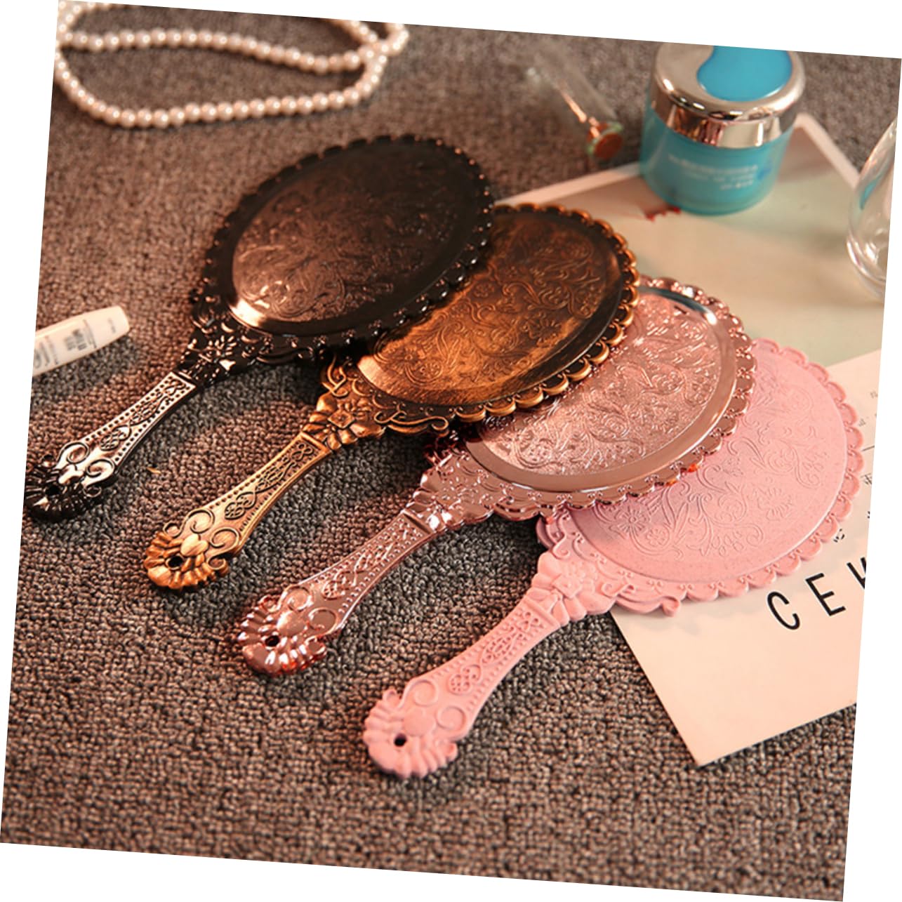 Зеркало Angoily Schminktischspielgel Vintage Косметическое с узором Ручное, фото №2