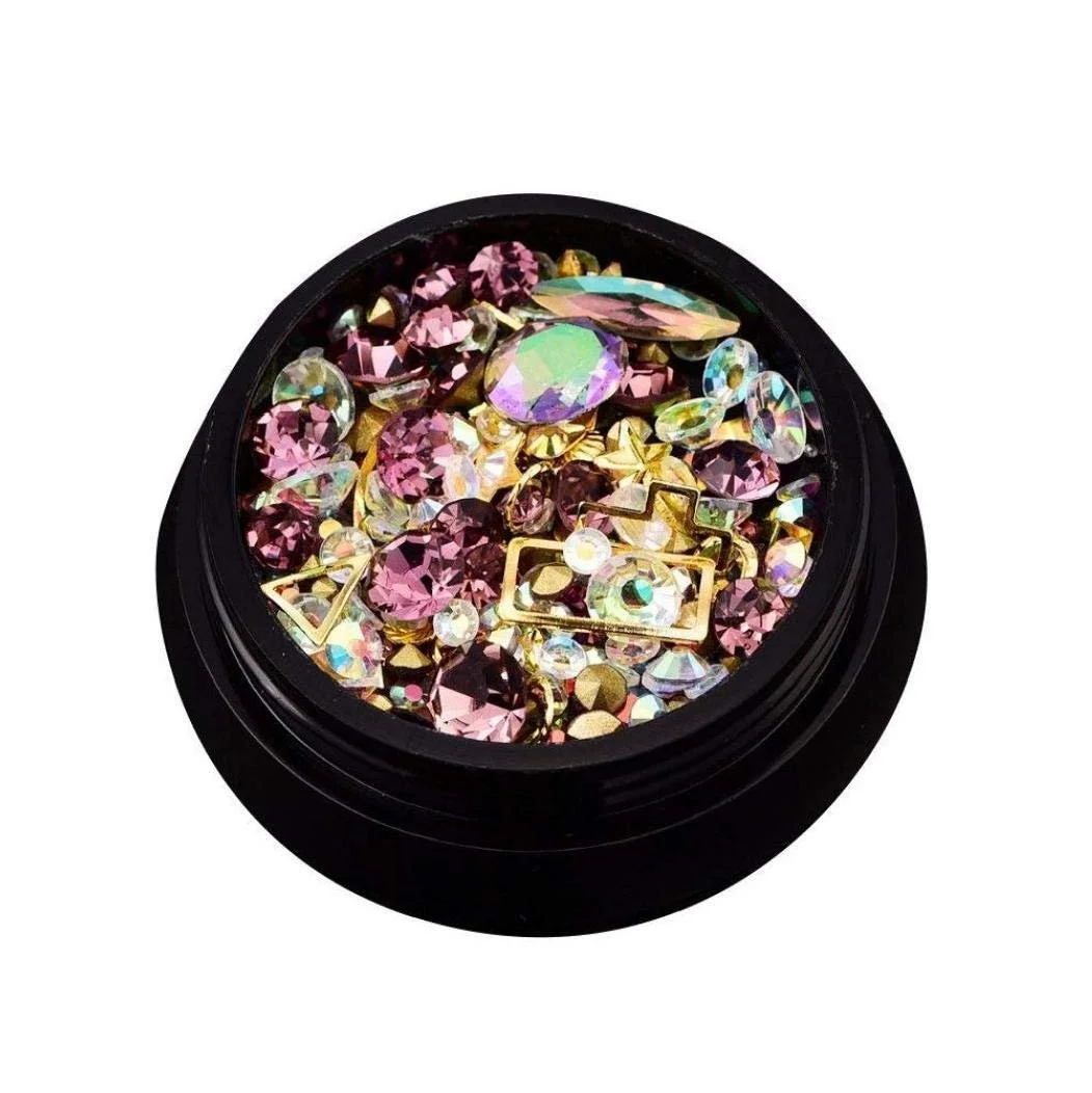 Стразы для ногтей, набор, кристаллы, жемчуг, блестки, неровная форма, фото №3