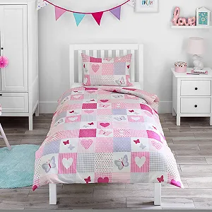 Комплект дитячої постільної білизни Bloomsbury Mill Hearts & Butterflies Patchwork - Фото 1