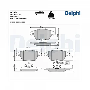 Комплект тормозных колодок, дисковый тормоз DELPHI LP1837 для AUDI SEAT SKODA VW VW (FAW) - Фото 1