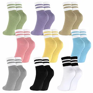 Купить 9 пар носков, женские, размер 39-42, эластичные, разноцветные теннисные носки, спортивные носки в полоску, хлопковые носки для тенниса, спорта, бега, зала, работы - Фото 1 9 пар носков, женские, размер 39-42, эластичные, разноцветные теннисные носки, спортивные носки в полоску, хлопковые носки для тенниса, спорта, бега, зала, работы - Фото 1