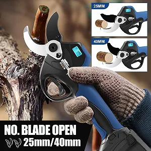 Секатор SWANSOFT акумуляторний 40 мм, 21 V, 2 x 4 Ah батареї, 1050 W професійний електричний секатор для саду, виноградників та фруктових садів 8605Pro synthetic.ua - Фото 1