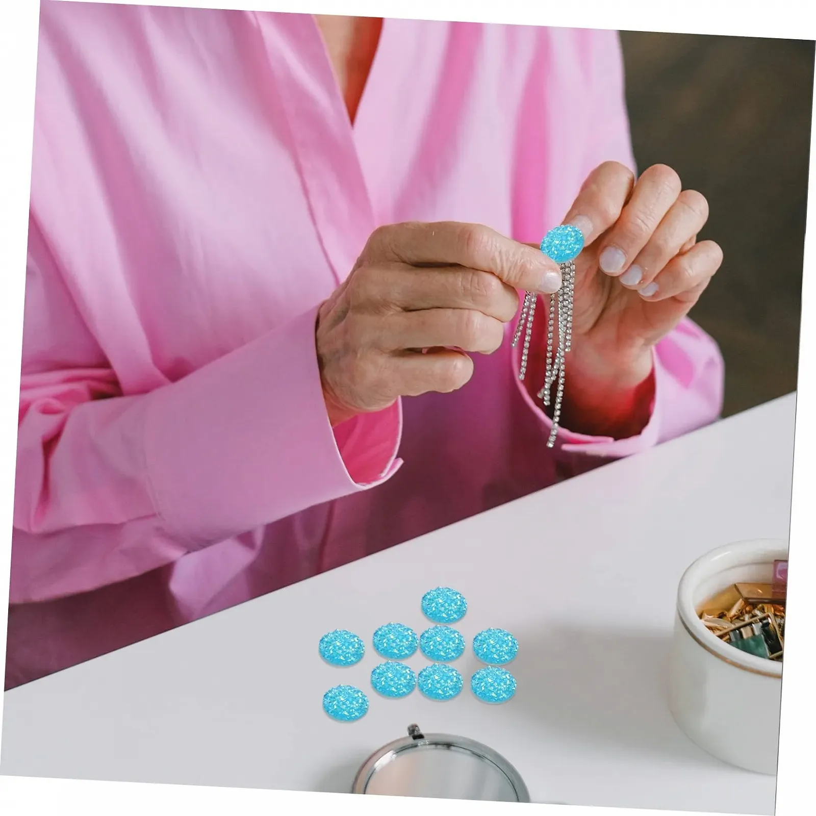 Набор наклеек для ювелирных изделий COHEALI, 300 шт., круглые, плоские, для браслетов, для обрезки, блестящие, перламутровые, из ткани, фото №6