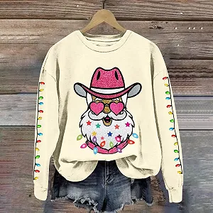 Женский свитшот Qixiu Рождественский, с длинными рукавами, с принтом Санты, с круглым вырезом Рождественский свитшот Женский джемпер Рождественская рубашка Рождественский synthetic.ua - Фото 1