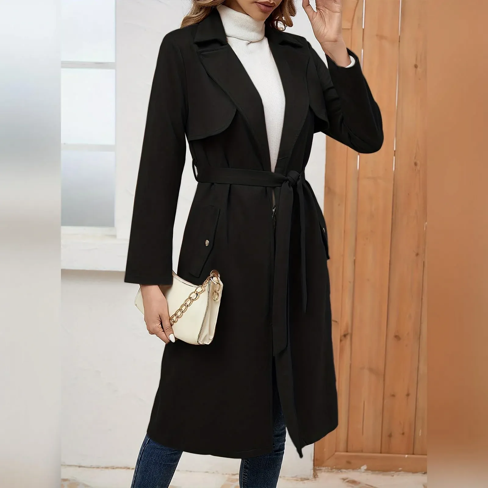 Тренч OBEEII Женский Длинный Модный, фото №5 Тренч OBEEII Женский Длинный Модный, фото №5