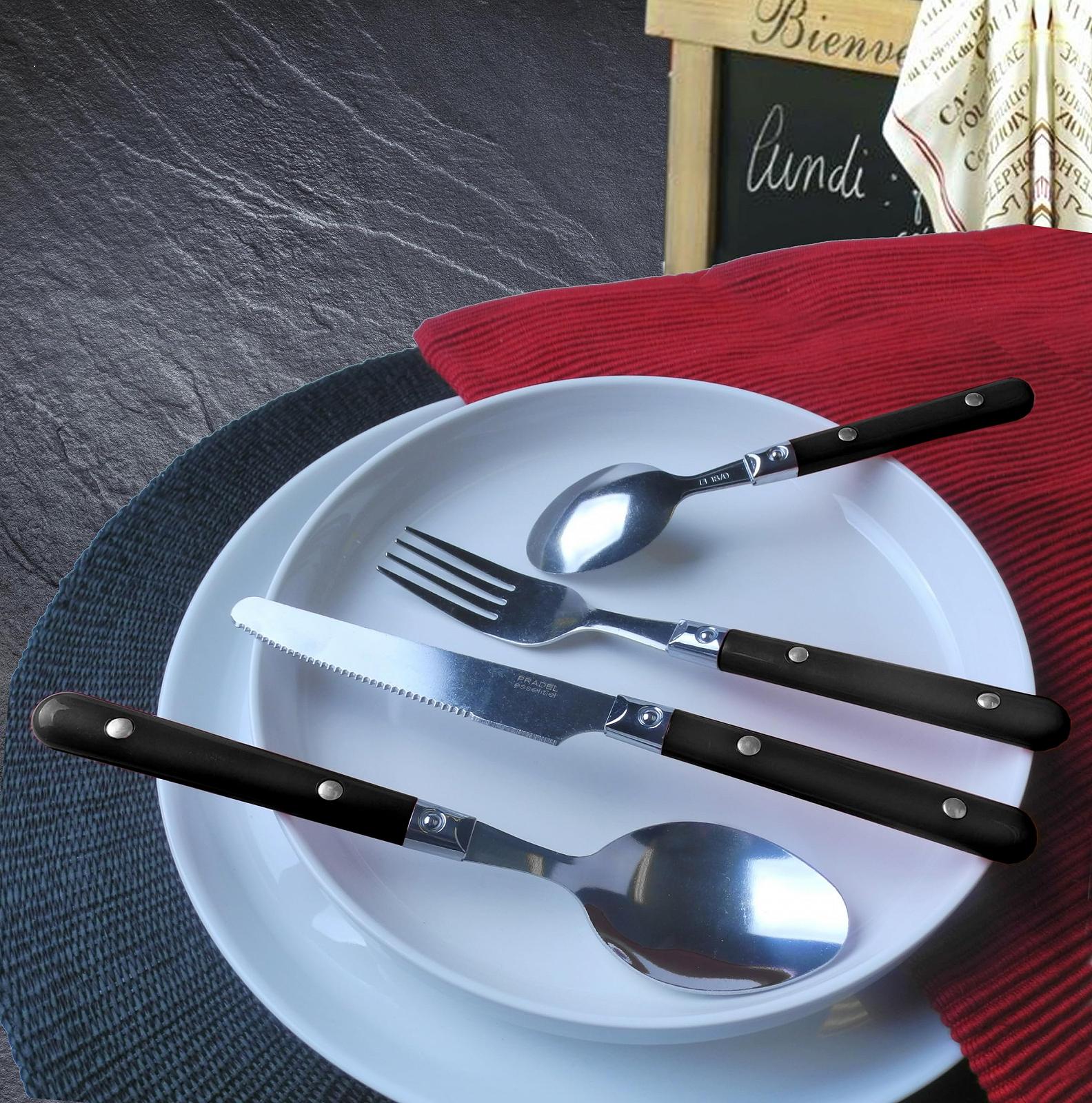 Набор столовых приборов Amefa Pradel Essentiel Saxo Triangle Tubes Черный, фото №5 Набор столовых приборов Amefa Pradel Essentiel Saxo Triangle Tubes Черный, фото №5