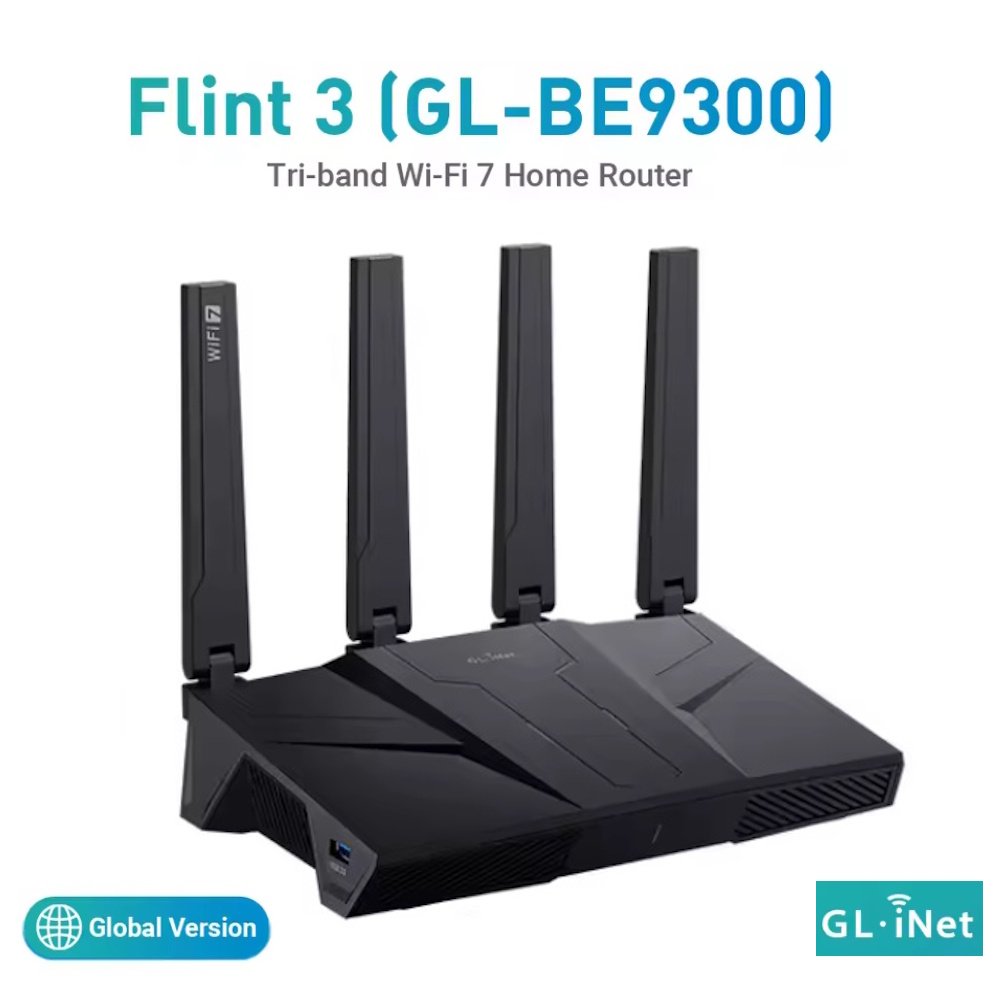 Маршрутизатор GL.iNet Flint 3 GL-BE9300 Tri-band Wi-Fi 7 Home Router OpenWRT VPN роутер GL-iNet, фото №3