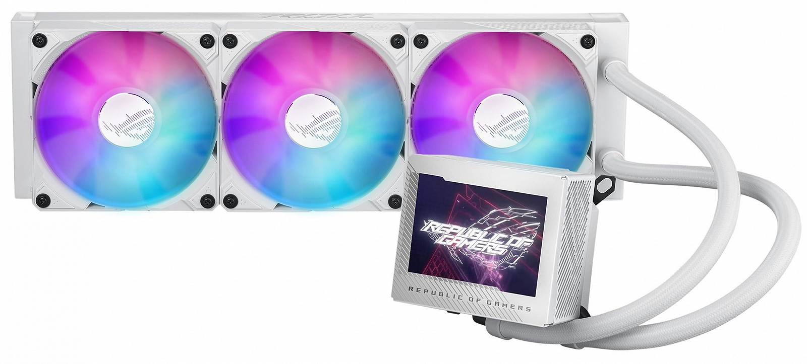 Система жидкостного охлаждения ASUS ROG Ryujin III 360 ARGB White Edition / 360 мм / 3.5" LCD / 3 x 120 мм Magnetic ARGB / Asetek 8th Gen, фото №1