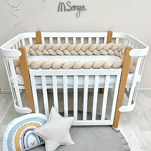 Бортик-коса крем 3,6 м на все стороны кроватки - Фото 1