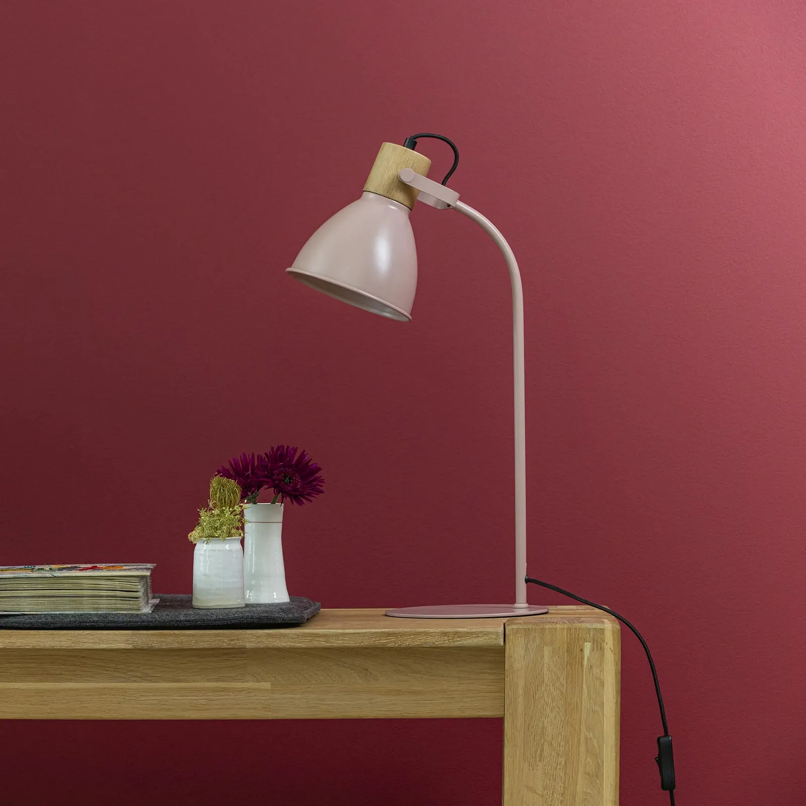 Настольная лампа Lightbox Scandinavian 52 см E27 Max. 40 Вт Светло-розовая Светло-коричневая, фото №5