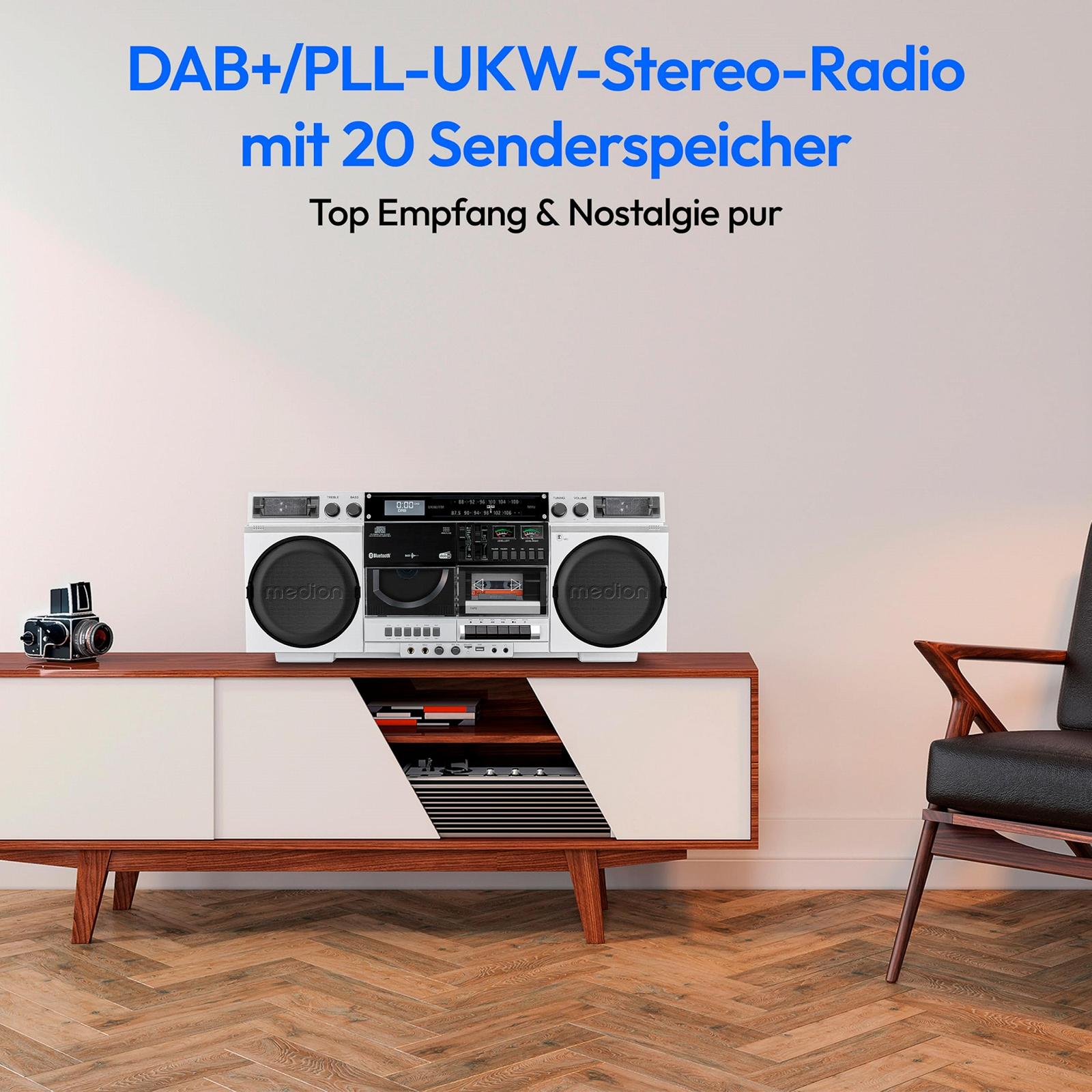 Ретро магнитола MEDION P66538 с CD-плеером, USB, SD, CD, кассеты MC, DAB+ радио, телескопическая антенна, Bluetooth, кассетная дека, функция записи, питание от батарей, фото №3