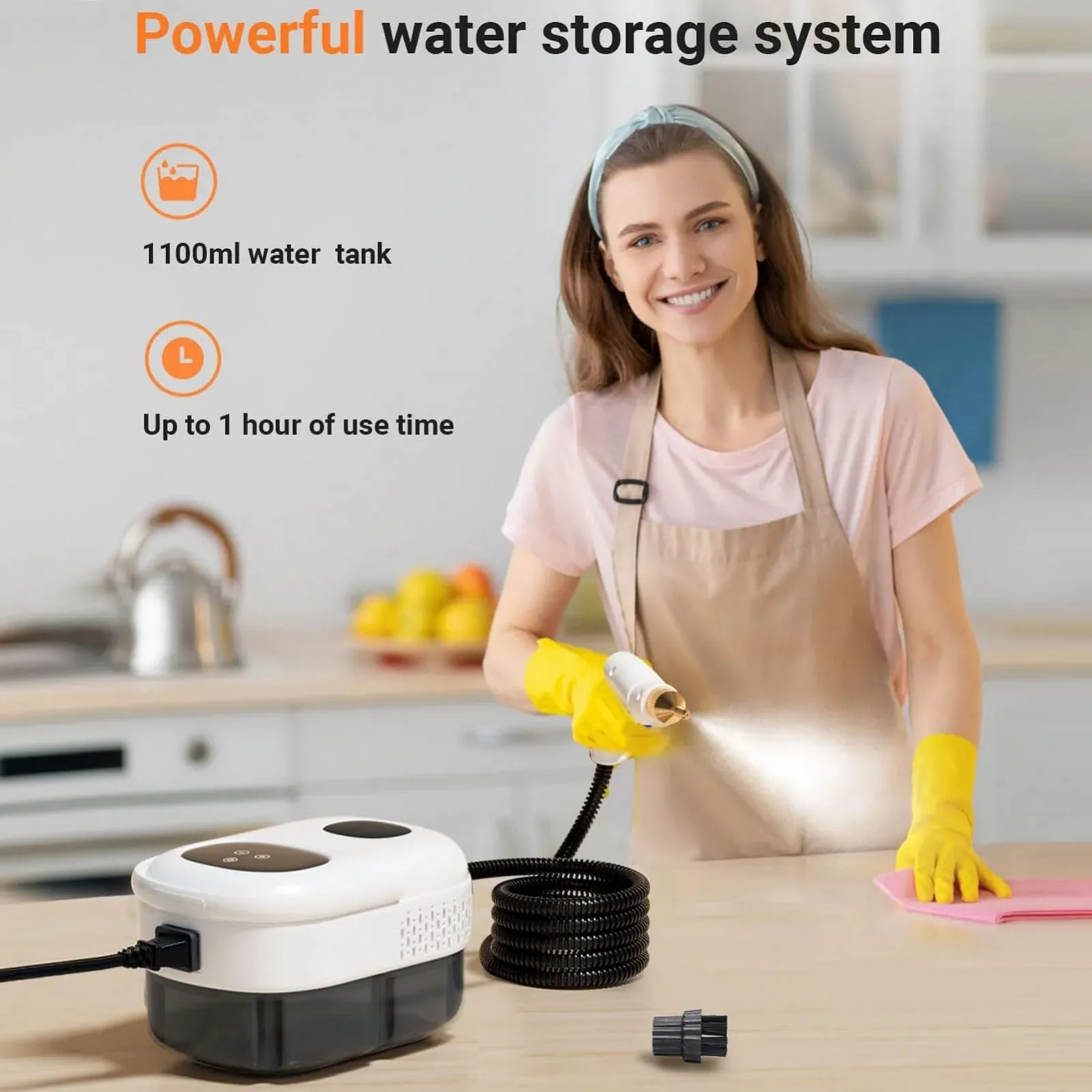 Ручний пароочисник Bewinner 2500 Вт із сенсорним екраном та 6 рівнями регулювання, фото №2