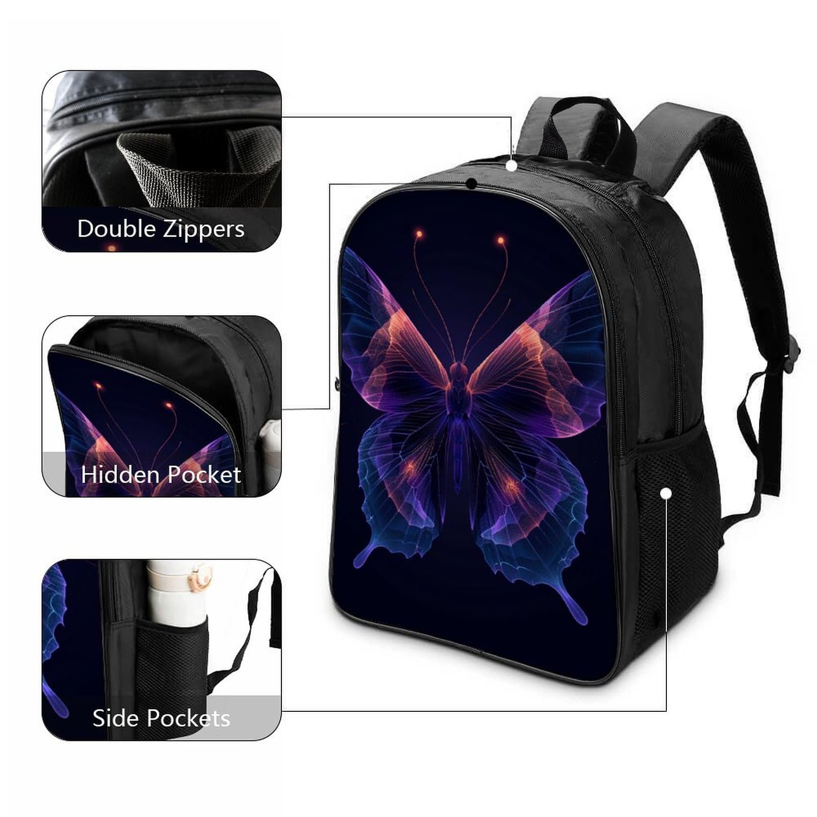 Ранец MXRMXR Butterfly для девочки-подростка, школьный рюкзак, ранец для начальной школы, детская школьная сумка, повседневный рюкзак 40x28x16см, фото №3