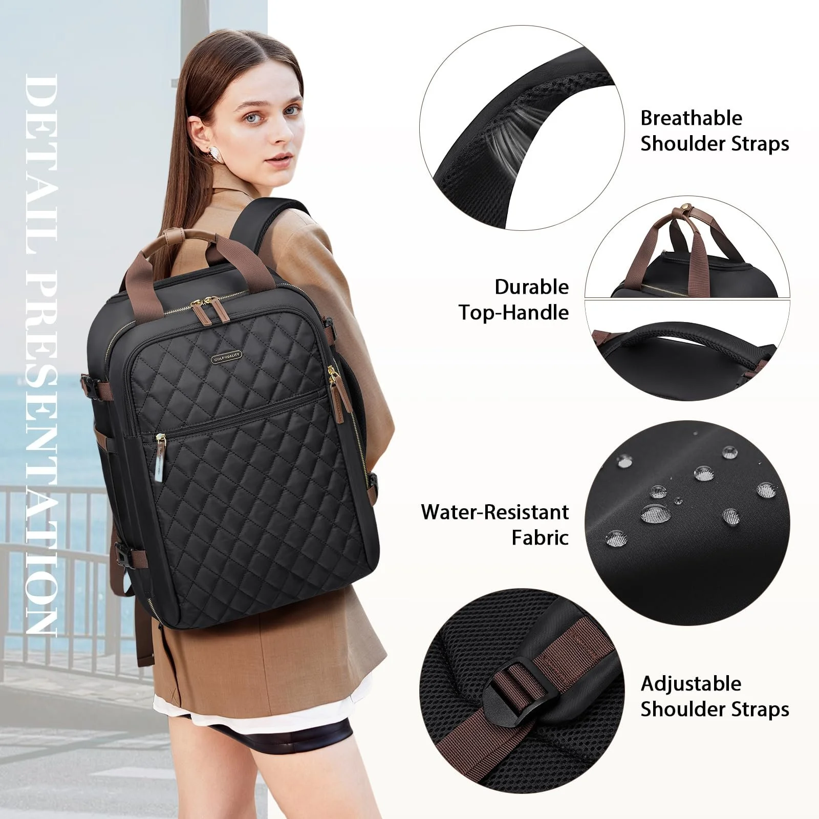 Рюкзак для ноутбука Extra Large 33L 17 дюймов Водонепроницаемый Антивор на колесах Black, фото №7 Рюкзак для ноутбука Extra Large 33L 17 дюймов Водонепроницаемый Антивор на колесах Black, фото №7
