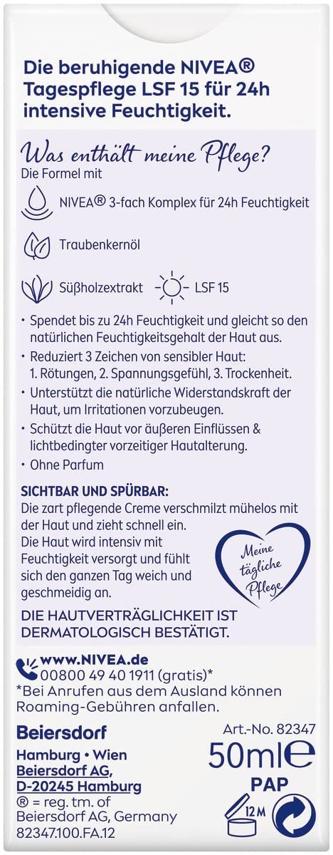 Денний крем для обличчя NIVEA Beruhigende Tagespflege заспокійливий 24h LSF15 50 мл, фото №7