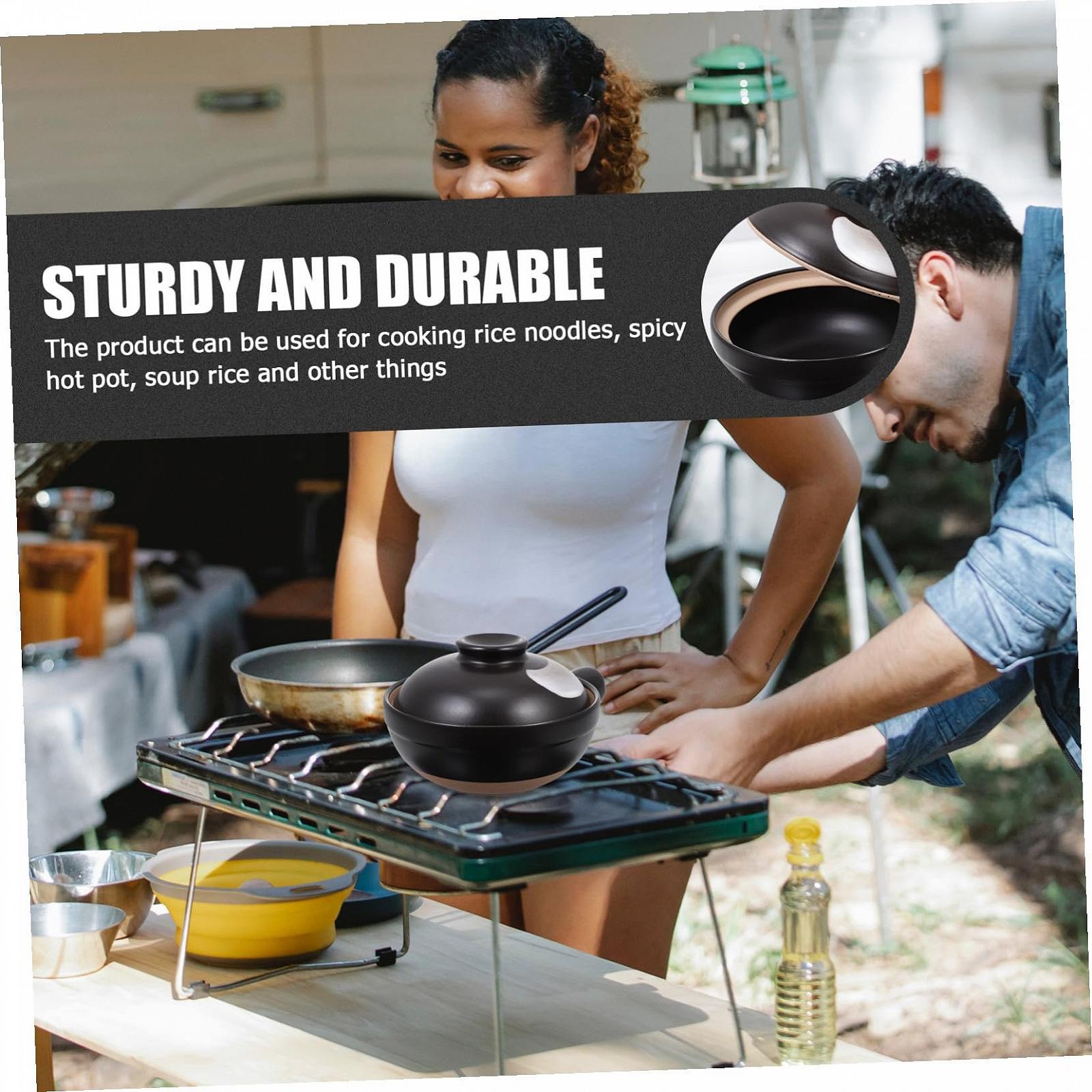 Керамическая кастрюля для тушения TOYANDONA традиционная маленькая с ручкой термостойкая для рагу и супов, фото №9