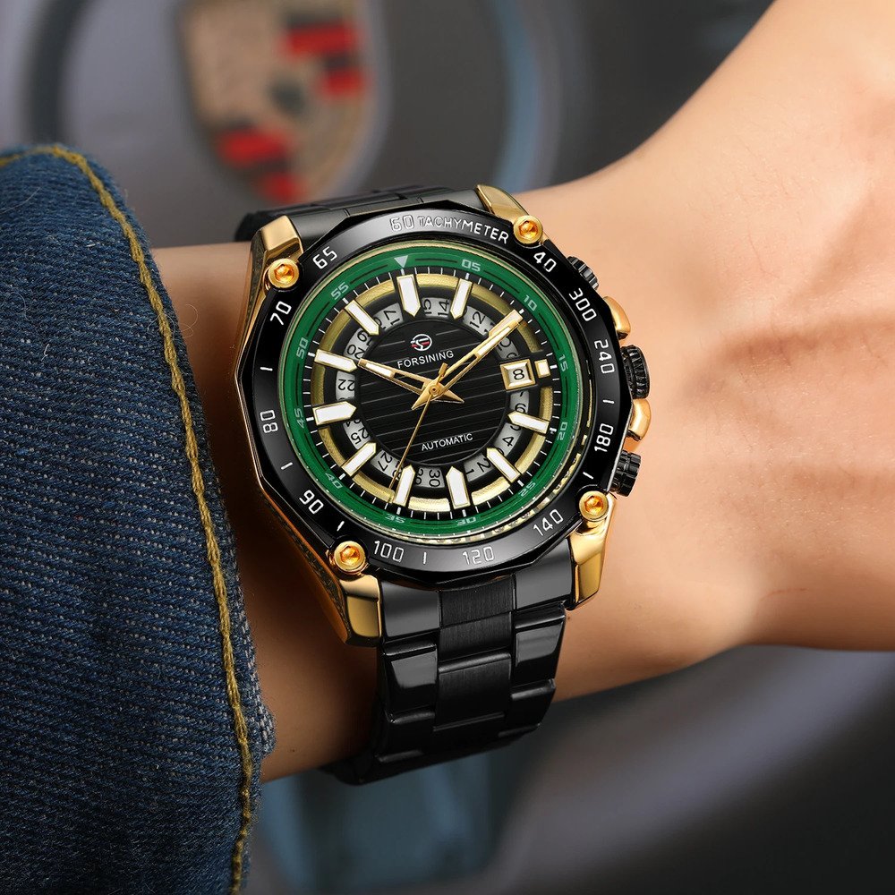 Годинник Forsining 8279 Black-Green, фото №3