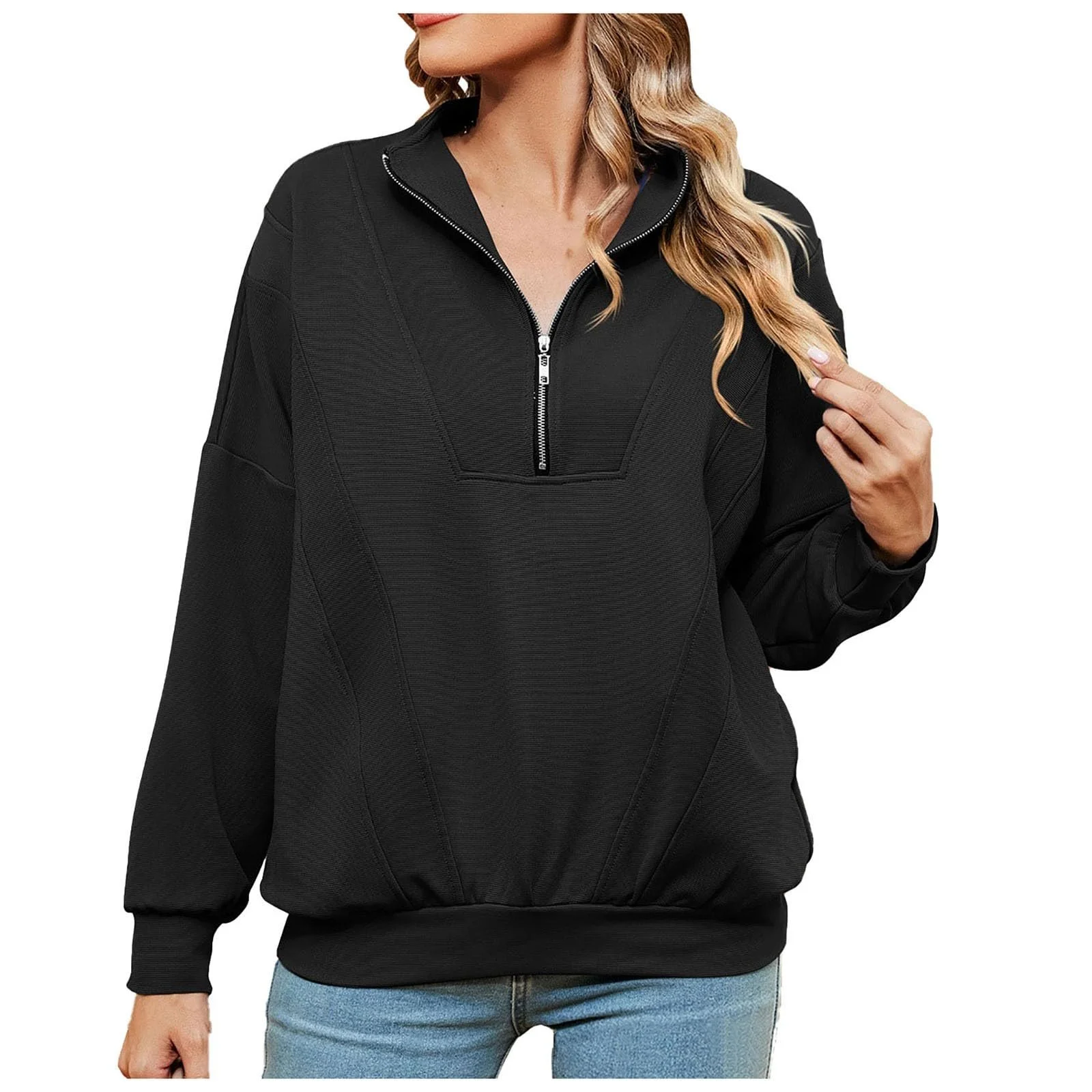 Жіночий Світшот Generisch Оверсайз Однотонний Без Капюшона, фото №1