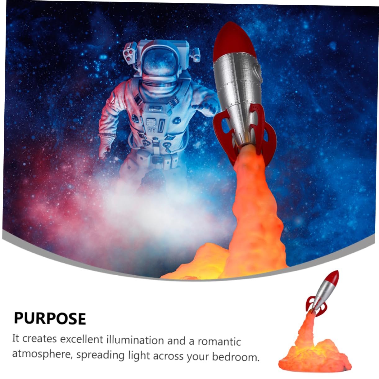 Светильник PRETYZOOM Rocket Light Лампа Украшение Космическая Ночная Лампа Настольная Лампа У Кровати Декор Спальня Ночной Свет Декорация Космическое Атмосферное Освещение Для Детей Набор 1, фото №4