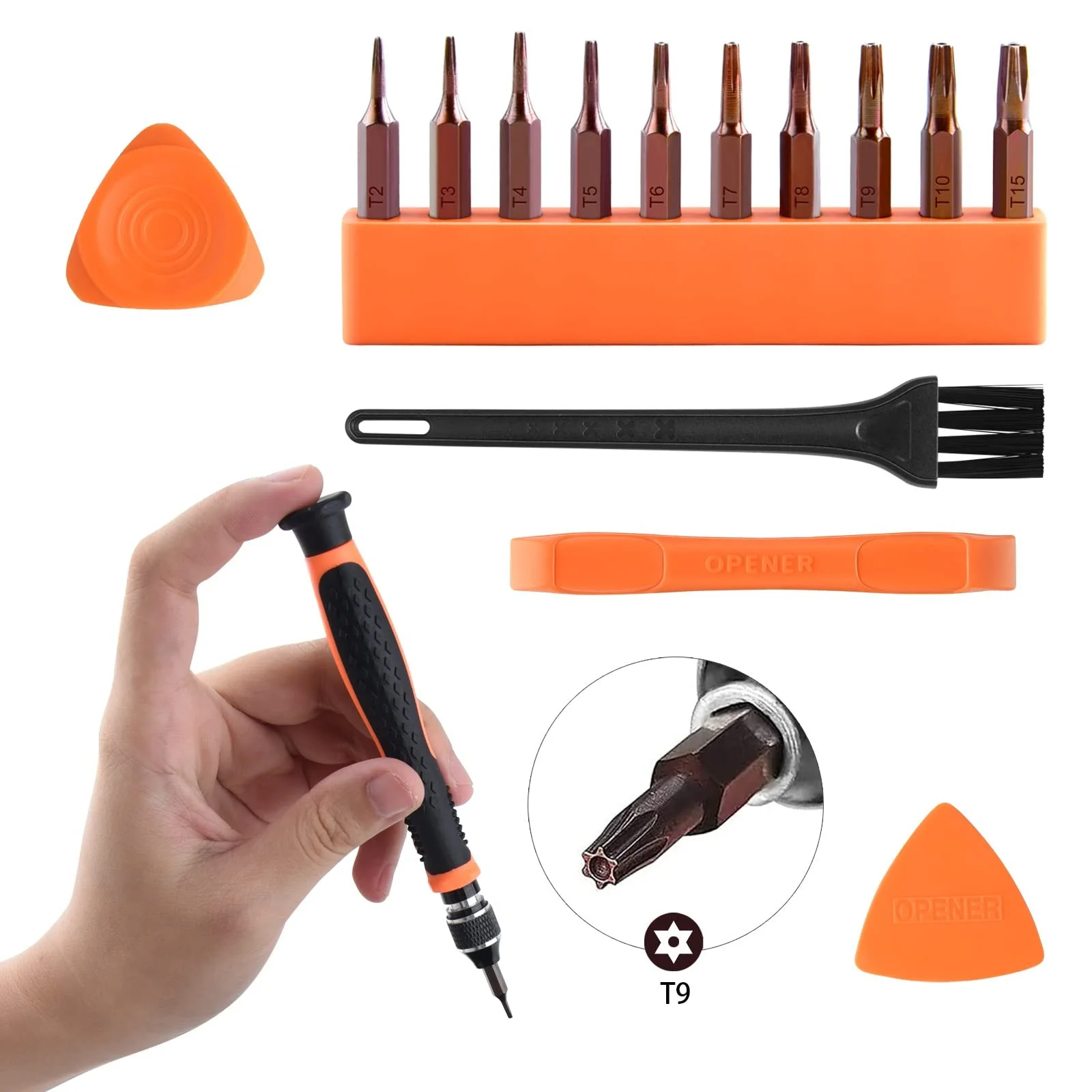 Набір біт Torx ASTARON 10 в 1 T2-T15 з інструментом для відкриття, фото №4