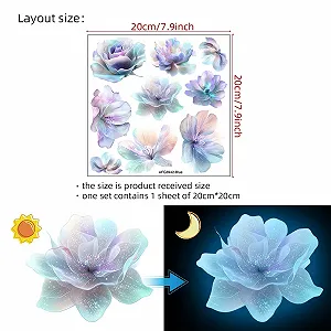 Наклейки на стену Luminous Flowers 9 штук Голубые synthetic.ua - Фото 1
