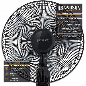 Вентилятор напольный Brandson с пультом дистанционного управления и дисплеем, колебание 80 градусов, 60 Вт, регулируемая высота вентилятора 115 - 134 см, головка может наклоняться на 35 градусов, 3 скорости, черный synthetic.ua - Фото 1