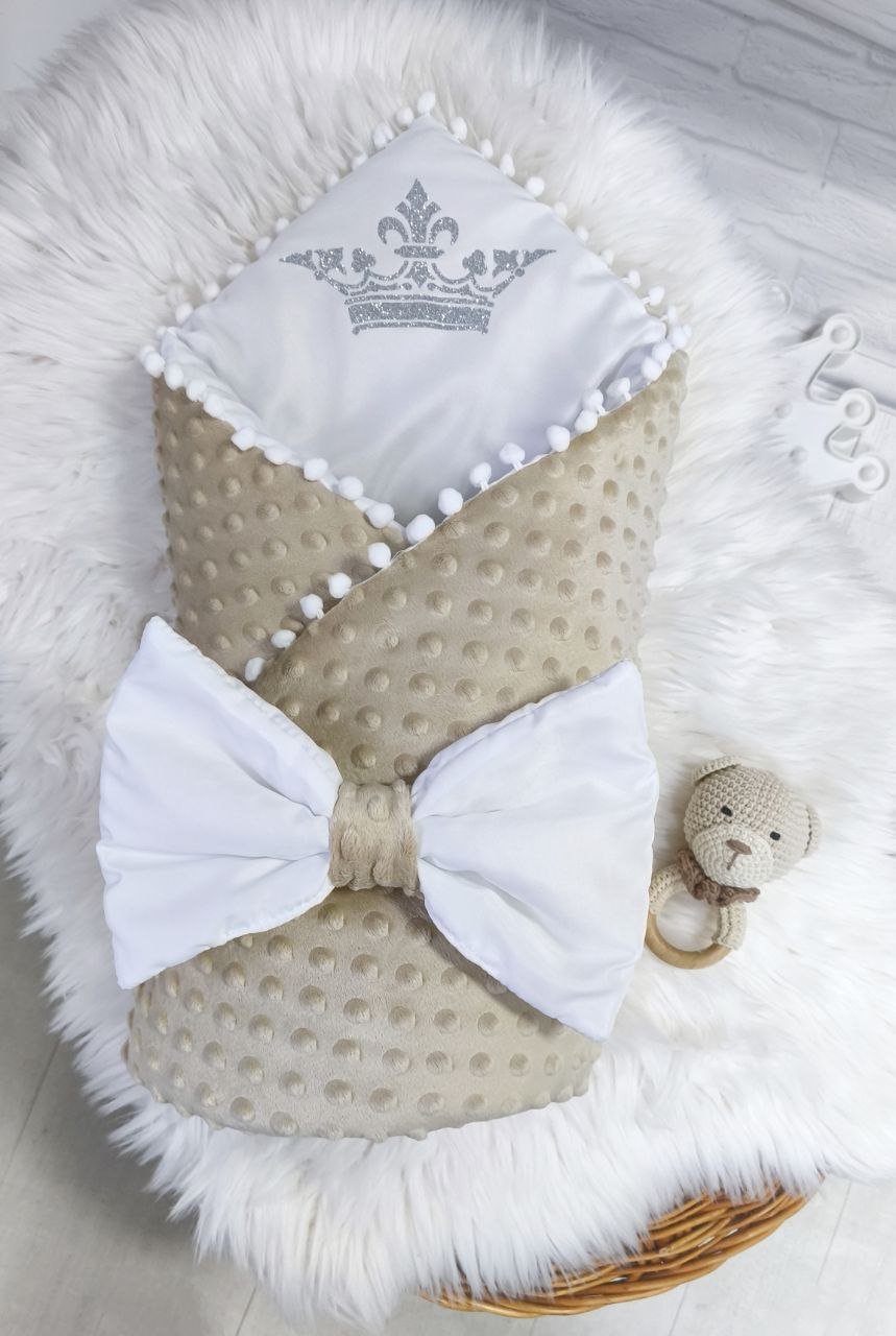 Комплект для новонародженого демісезоний Плюш Корона бежевий, фото №3