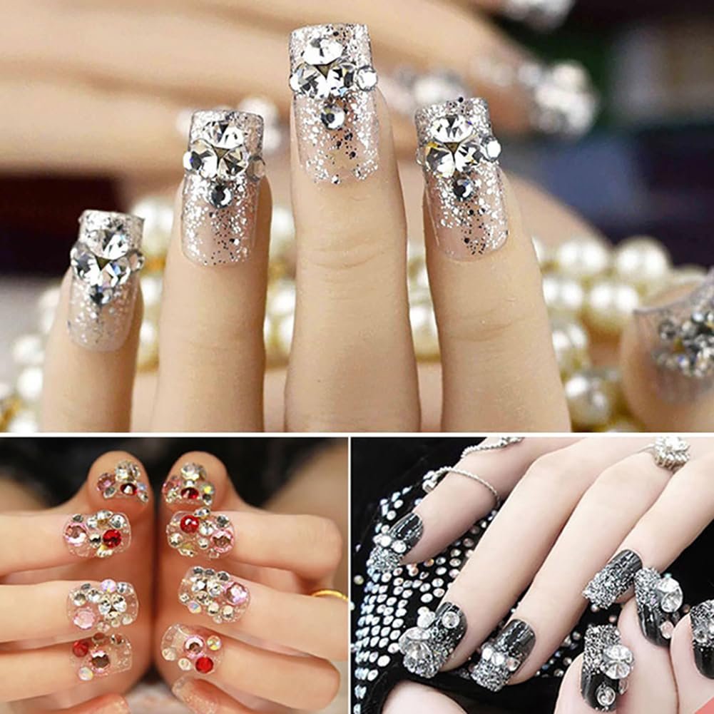 Стразы для ногтей круглые 2 шт. Разные характеристики Разноцветные и серебряные, фото №3