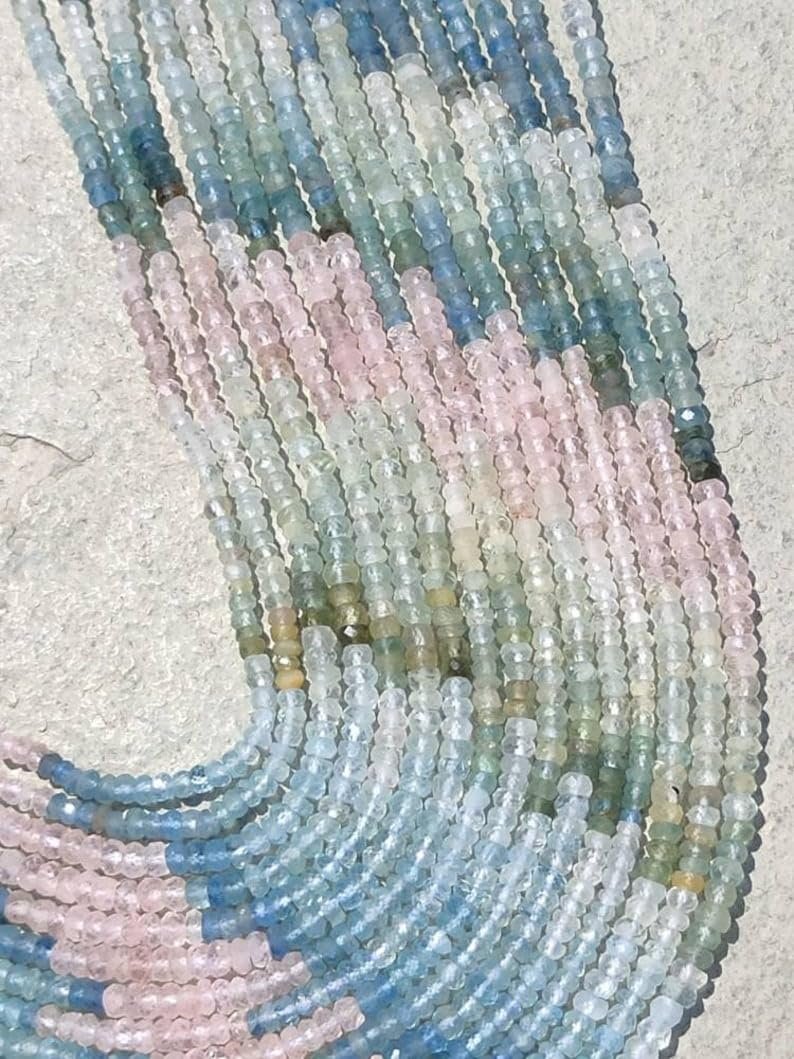 Бусины Аквамарин Натуральный граненые рондель 4 мм, фото №3