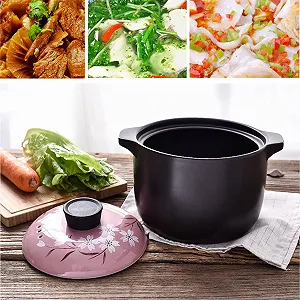 Кастрюля керамическая круглая с крышкой термостойкая многофункциональная для бибимбапа из сподумена synthetic.ua - Фото 1