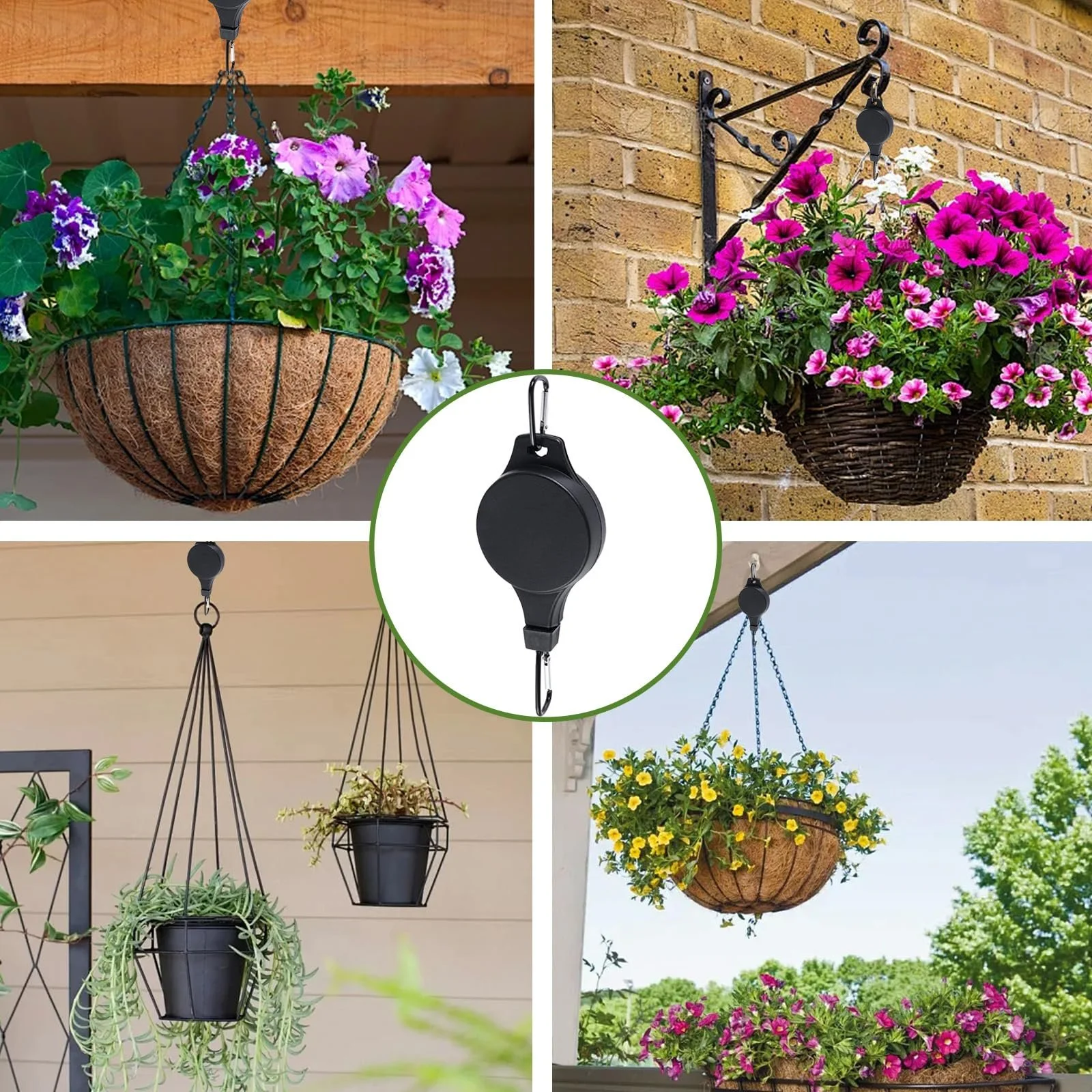 Крючки для подвесных корзин выдвижные с регулируемым механизмом, черные, 2 шт., фото №7