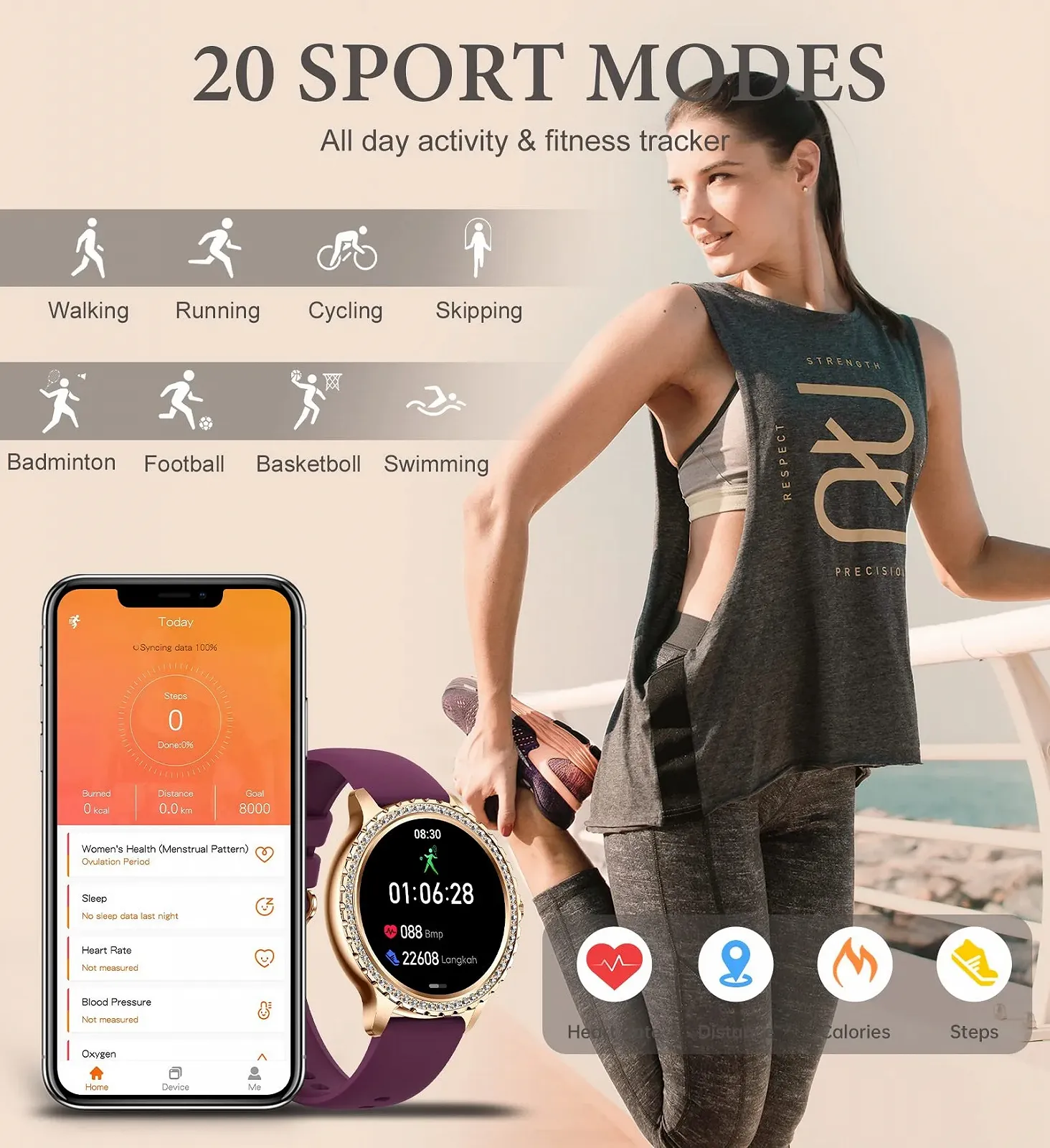 Смарт-годинник Iaret Жіночий Bluetooth 1,32 дюйма HD, фото №5