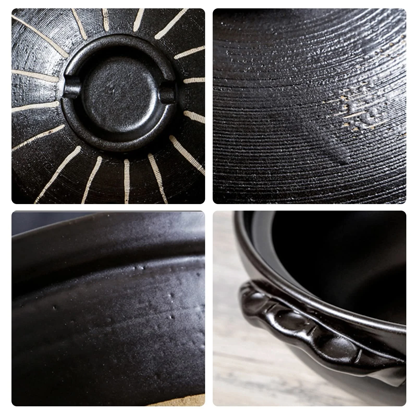 Кастрюля керамическая Donabe 0.9 л с крышкой японская из глазурованной керамики, фото №5