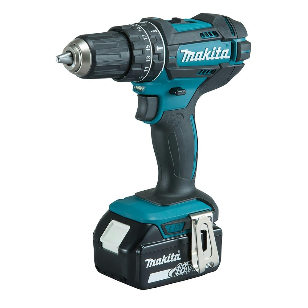 Аккумуляторная дрель Makita DHP482JX13 18 В / 3,0 Ач 2 батареи + зарядное устройство в Makpac + набор аксессуаров 120 шт. в Makpac Бензин / Черный, фото №1