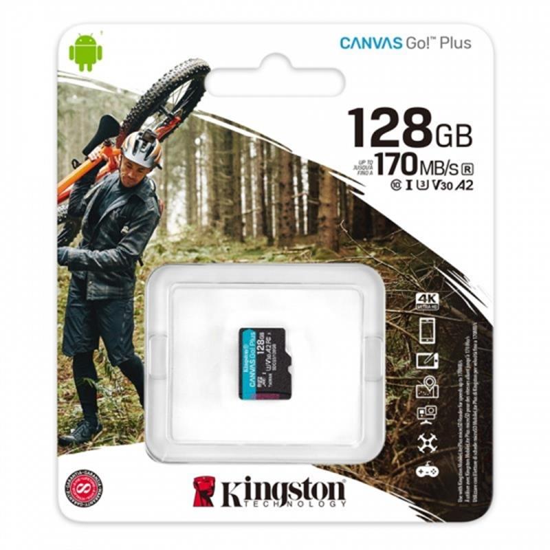 Карта памяти MicroSDXC 128GB UHS-I/U3 Class 10 Kingston Canvas Go Plus R170/W90MB/s SDCG3/128GBSP, фото №3