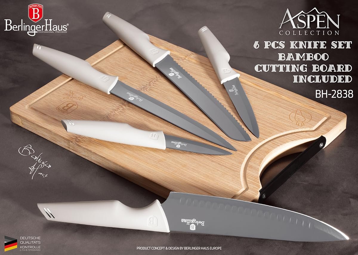 Набір ножів Berlingerhaus Aspen Collection BH-2838, 6 шт. + обробна дошка, фото №4