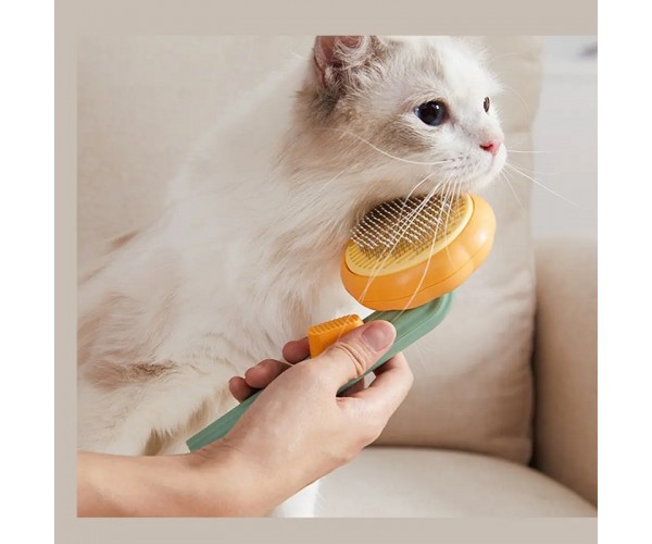 Розчіска для шерсті котів і собак з кнопкою Vailge PGB-A Помаранчево-зелений, фото №2