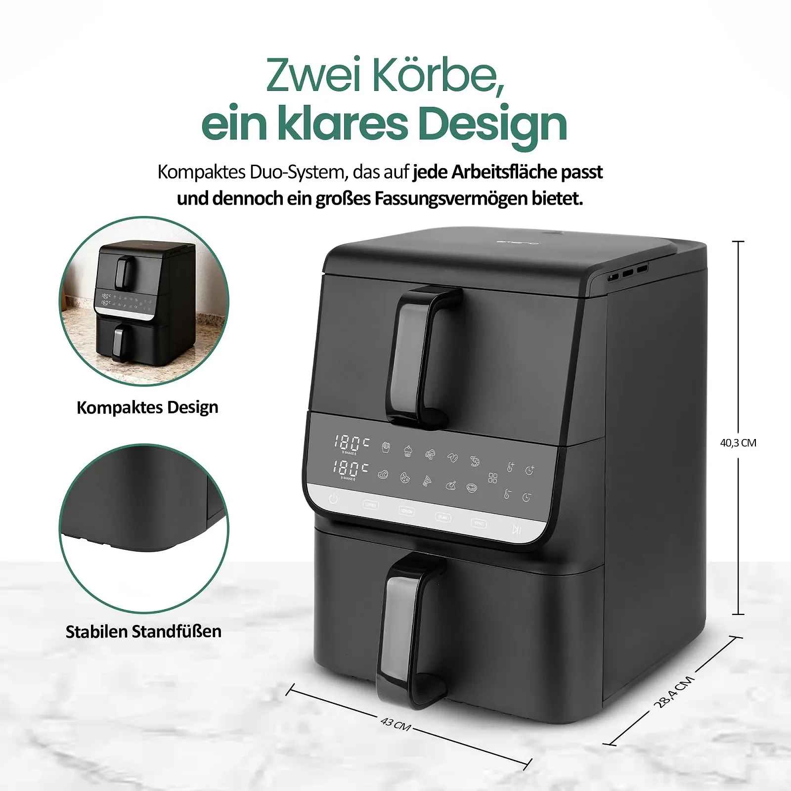 Мультипіч EMERIO Dual Zone XXL AF-133542 10 л 2 камери 10 програм чорна, фото №5 Мультипіч EMERIO Dual Zone XXL AF-133542 10 л 2 камери 10 програм чорна, фото №5