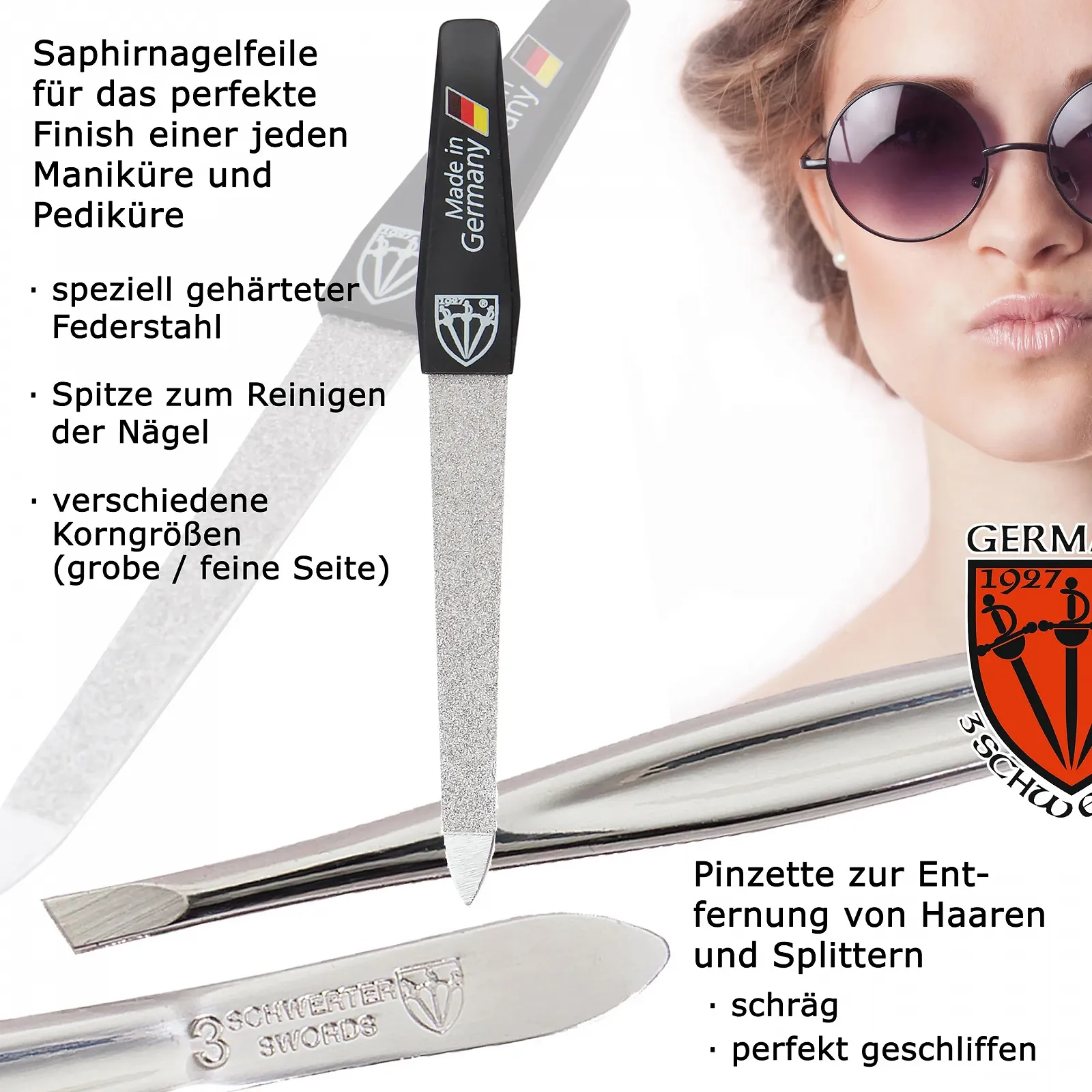 Набор для маникюра DREI SCHWERTER Germany Bari - 4 предмета, искусственная кожа красного цвета, фото №3