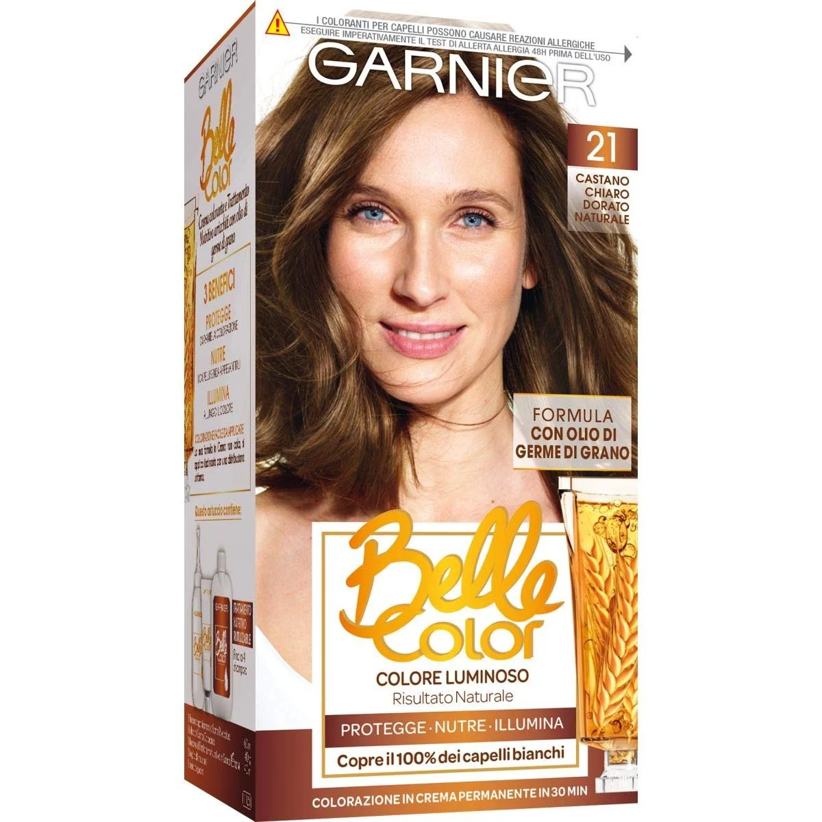 Стійка фарба для волосся Garnier Belle Color 21 Світло-каштановий золотистий 1 шт, фото №1