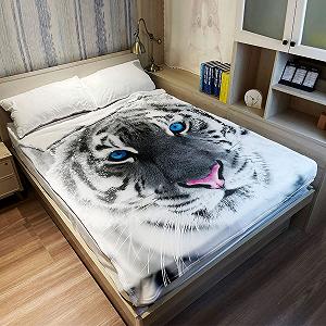 Одеяло Violetpos Флисовое Мягкое Теплое Уютное Фланелевое для дивана Сибирский Тигр Голубые Глаза 150 x 200 см synthetic.ua - Фото 1