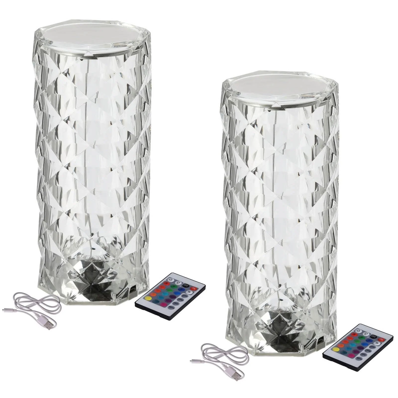 Настільна лампа HAC24 Touch LED Battery Crystal 9 x 21 см Colour Changing Remote Control Set of 2, фото №1