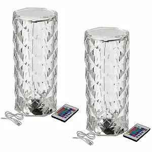Настільна лампа HAC24 Touch LED Battery Crystal 9 x 21 см Colour Changing Remote Control Set of 2 - Фото 1