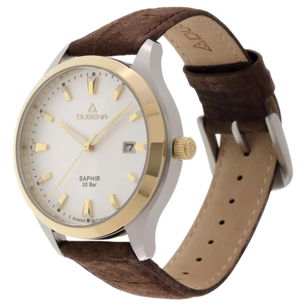 Мужские часы Dugena Tresor Master кварцевые двухтонный циферблат стальной корпус сапфировое стекло коричневый ремешок пряжка 20 Бар 4460971, фото №3 Мужские часы Dugena Tresor Master кварцевые двухтонный циферблат стальной корпус сапфировое стекло коричневый ремешок пряжка 20 Бар 4460971, фото №3