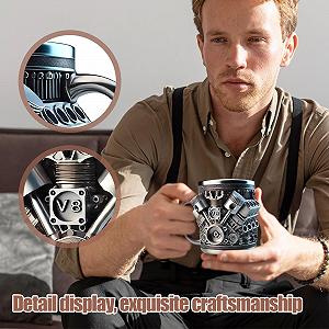 Кружка з нержавіючої сталі з V8 двигуном, Кавова чашка з двигуном synthetic.ua - Фото 1