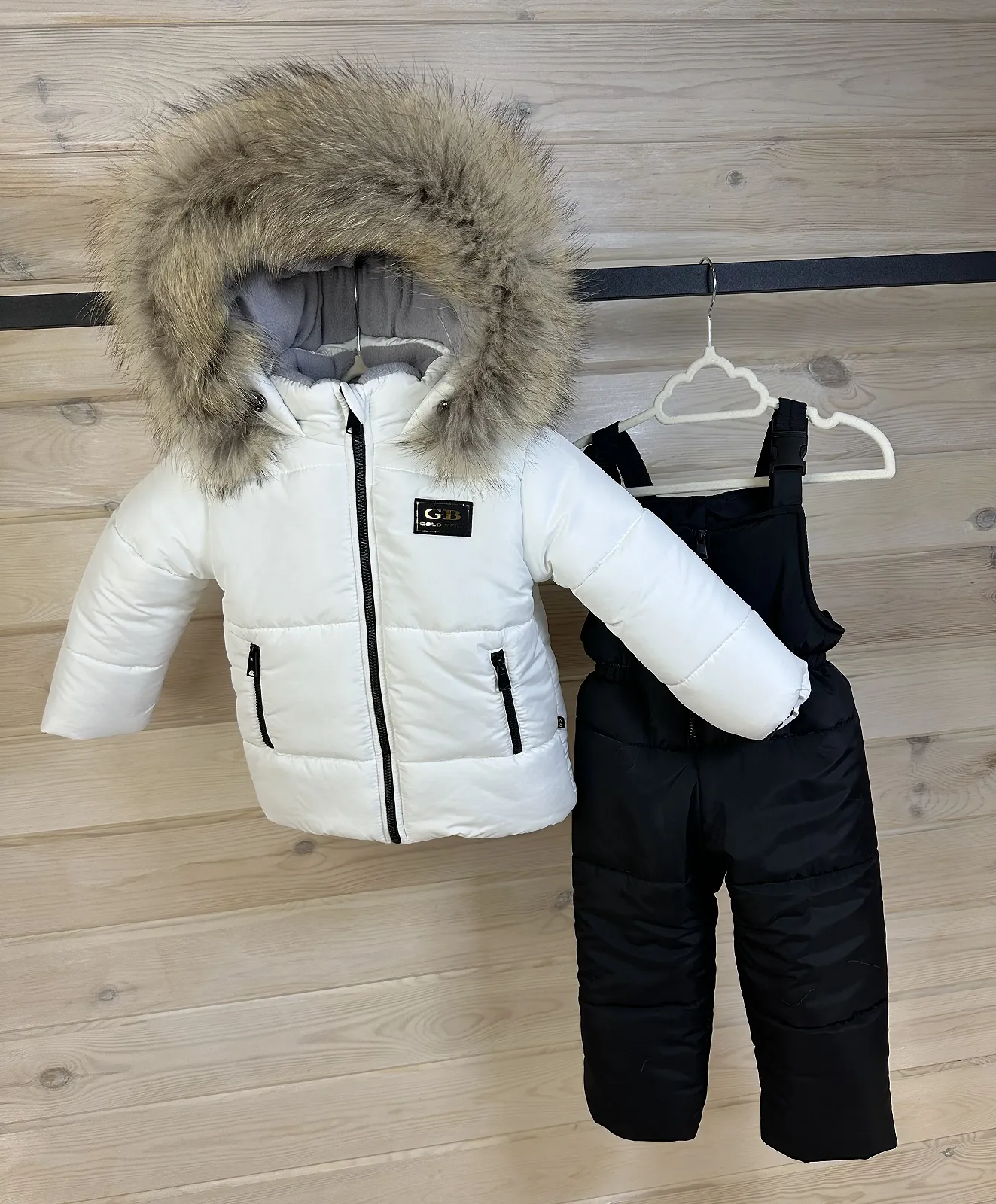 Зимовий комбінезон дитячий 86-134 р: куртка з натуральним хутром та штани білий, фото №5 Зимовий комбінезон дитячий 86-134 р: куртка з натуральним хутром та штани білий, фото №5