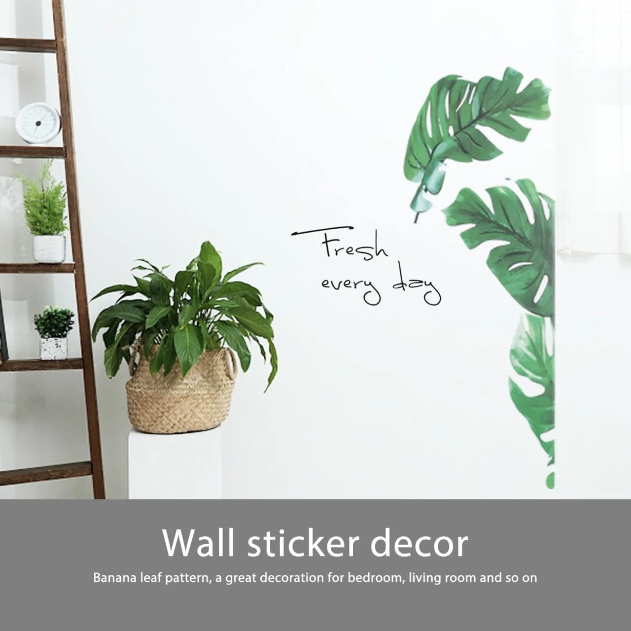 Наклейка на стіну Тропічні рослини та листя Пальмове листя Зелена, фото №3