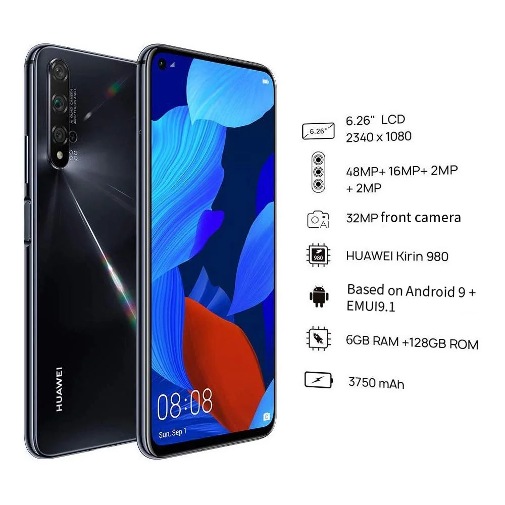 Смартфон Huawei Nova 5T 128 ГБ 6 ГБ RAM Dual SIM Black, фото №2